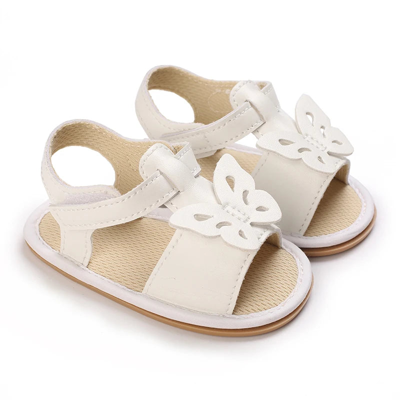 White Cute 0-18M Baby Cute Open toed Bow Summer Sandals Princess Casual Soft Rubber Bottom Non slip Sandals