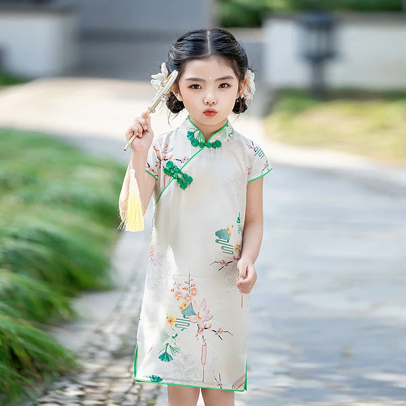 Traditional Chinese Clothing Cheongsams Qipao Girls Dress Ethnic Style Performance Costume Party Kids Clothes Children Clothing