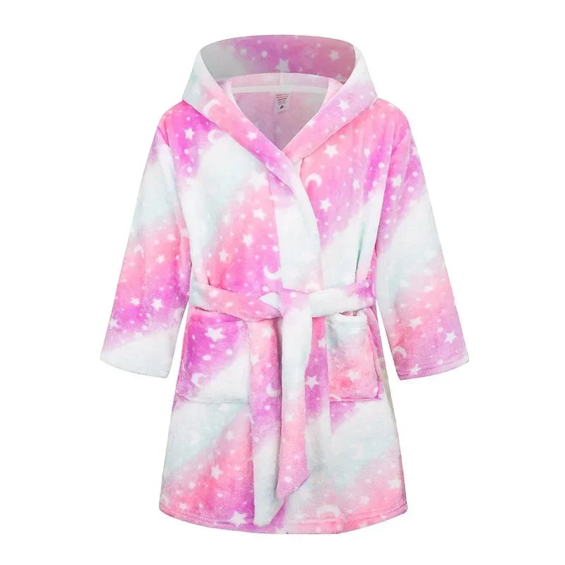 Kids Bathrobe for Girl Children Clothing Girl Flannel Bath Robe Clothes Boy Cartoon Night Robe Kids Pajamas For Girl 2-12 years