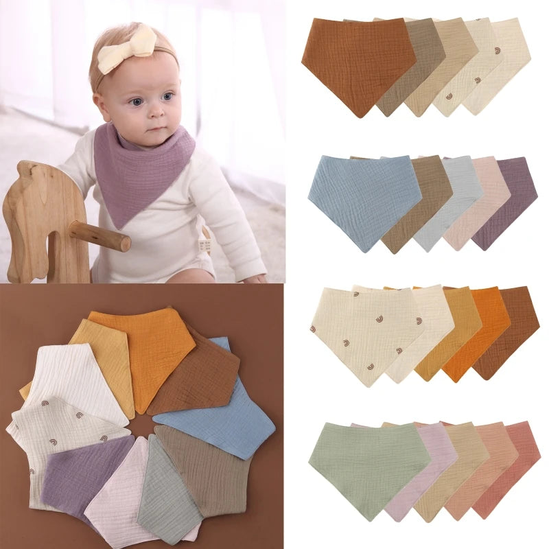5Pcs/1pc Baby Infants Feeding Bib Soft Pure Cotton Bandana Muslin Absorbent Saliva Towel Toddler Scarf Newborn Burp