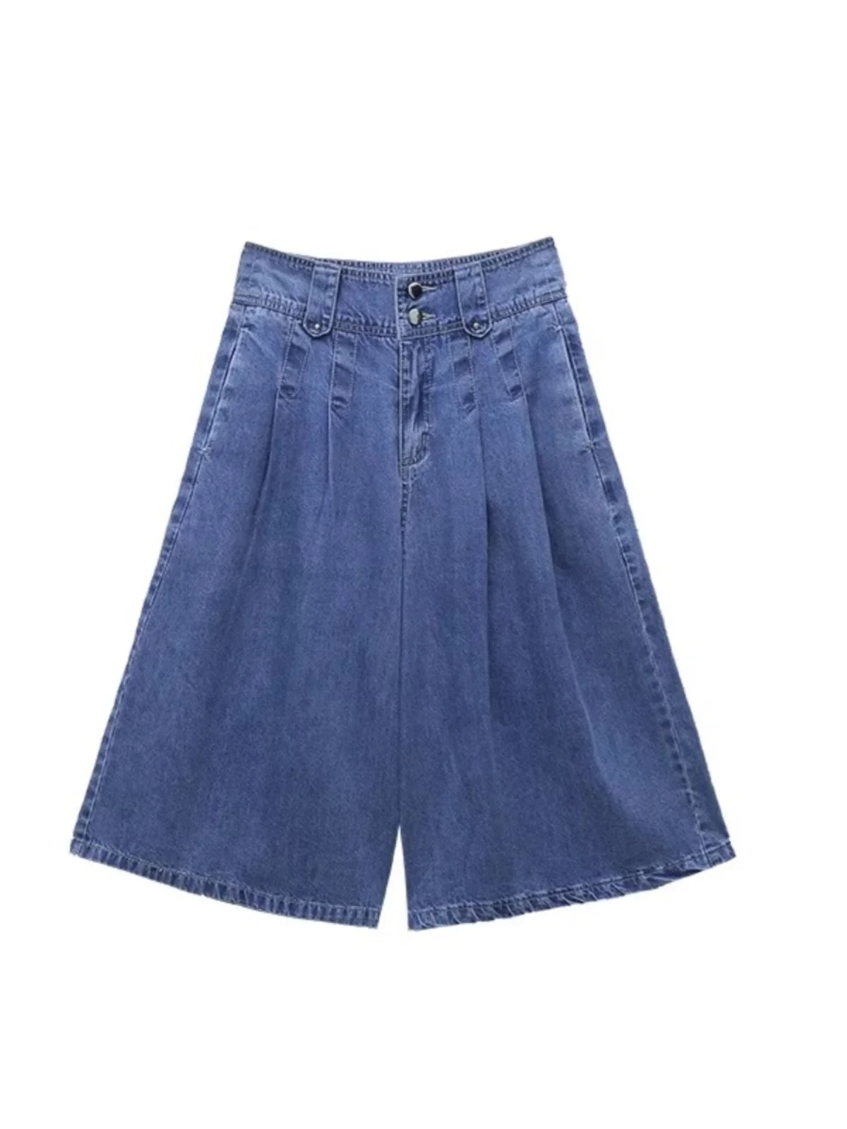 High Waist Wide Leg Pants Thin Design Summer Jeans Women's Loose Fit Small Size  Straight Cut Denim orts