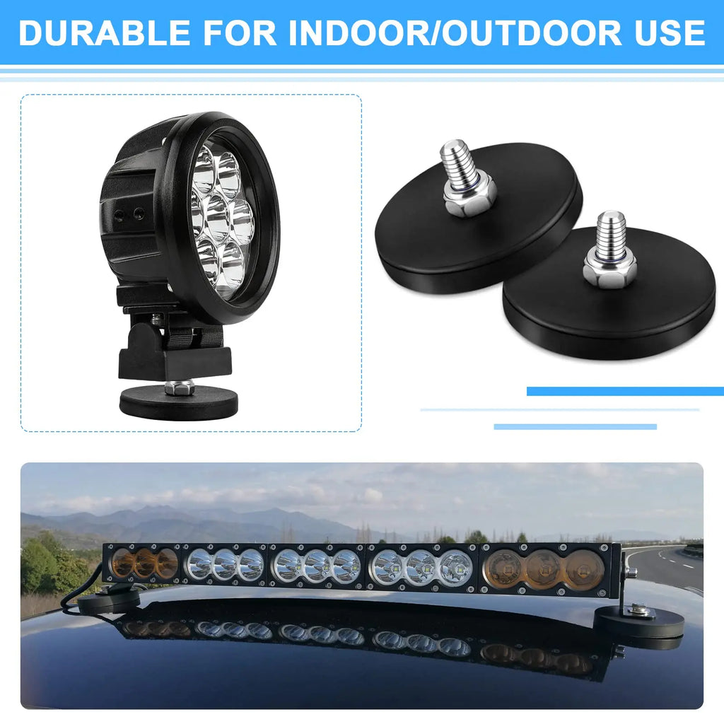 C43 Neodymium Magnet Rubber Coated Mounting Magnets Black Stud Magnet Painted Surface with Bolts Nuts for Lighting Camera Tools