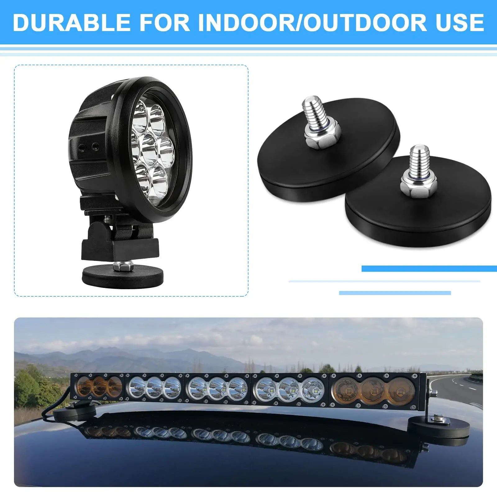 C43 Neodymium Magnet Rubber Coated Mounting Magnets Black Stud Magnet Painted Surface with Bolts Nuts for Lighting Camera Tools