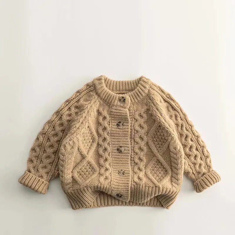 The new 0-6-year-old Korean version of children's clothing sweater knit cardigan girl long-sleeved warmth and thick warm jacket