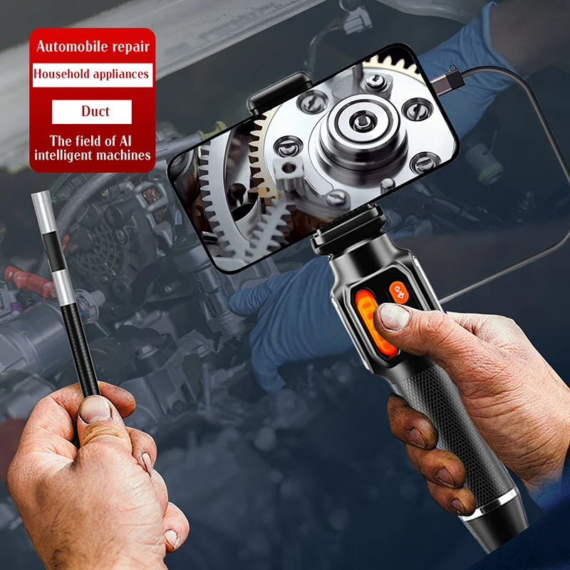 360 Degree Rotation Endoscope Camera 6mm Lens HD Articulated Inspection Borescope Camera IP67 for Automotive Car IOS Android