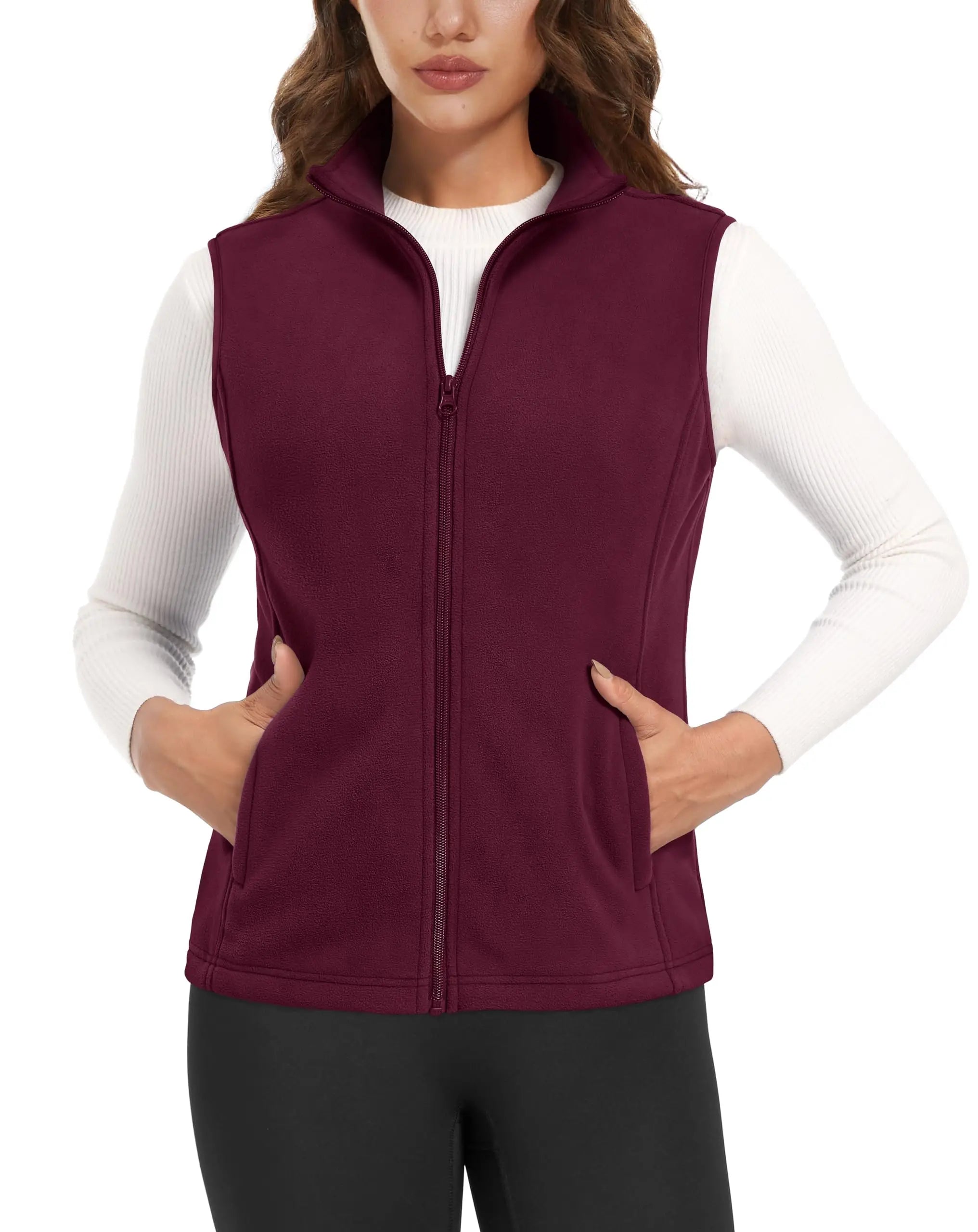 TACVASEN Autumn Winter Soft Warm Vest Womens Fashion Fleece Sleeveless Jacket Lightweight Outdoor Casual Zipper Front Waistcoat