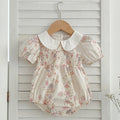 New Summer Sister Match Outfits Pink Princess Dress Sister Baby Girls Clothes Puff Sleeve Floral Romper Cotton Dress One-Pieces
