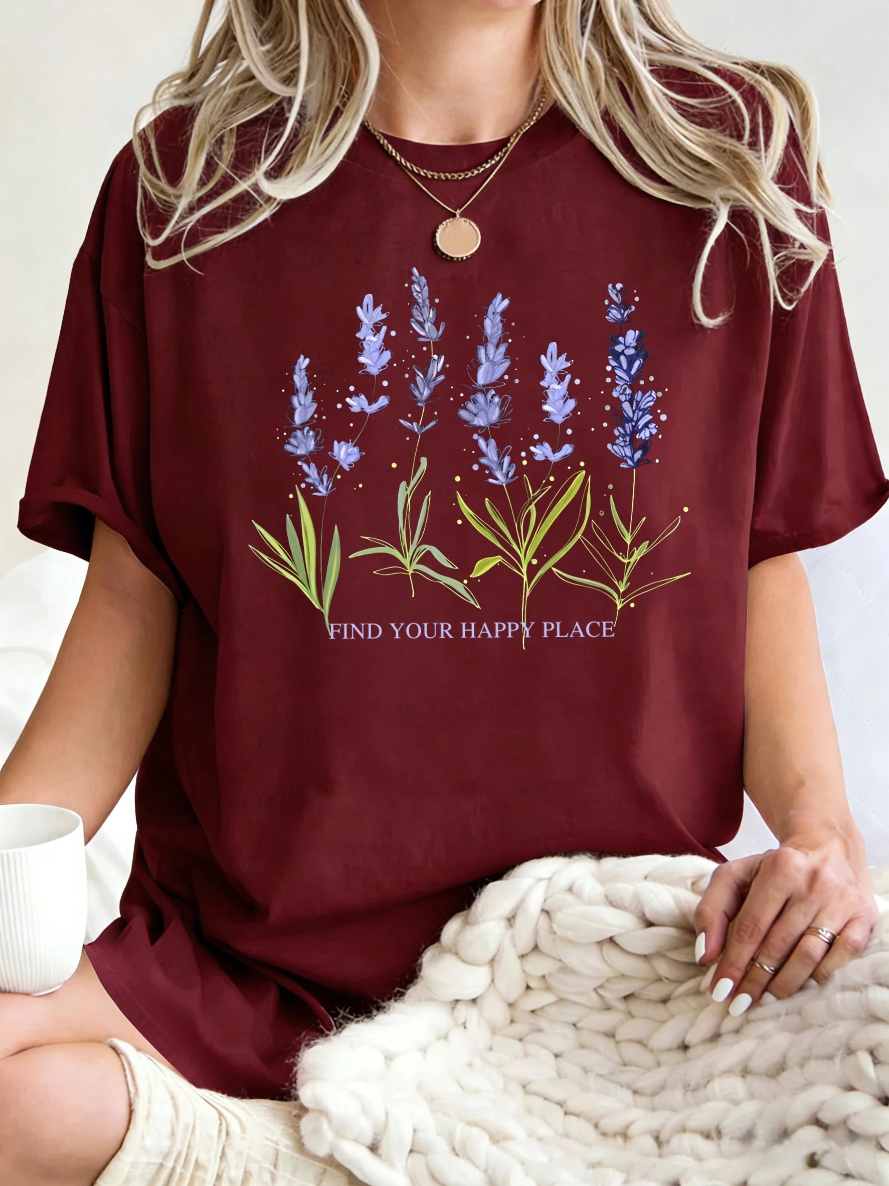 Beautiful Of Lavender Design Women T-Shirt Casual Breathable Short Sleeve Cotton Oversized Tops Summer O-Neck Woman T Shirts