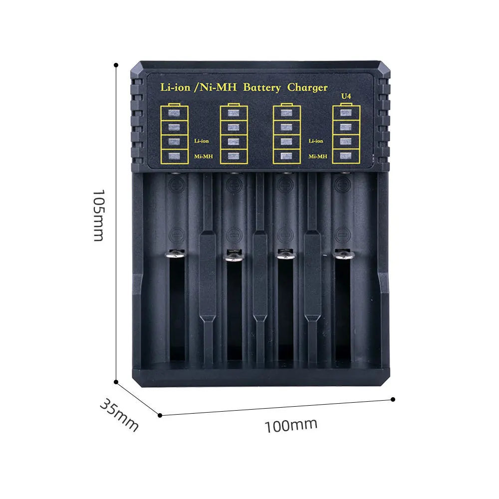 USB Battery Smart Charger 4 Slots For 18650 21700 14500 3.7V Rechargeable Lithium Battery For 1.2V NI-MH AA / AAA Battery
