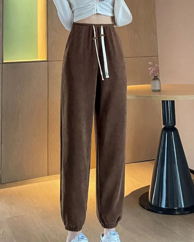 M-4XL Pregnant Women Cotton Fleece Radish Pants Autumn Ankle-length Maternity Corduroy Trousers High Waist Pregnancy Sweatpants