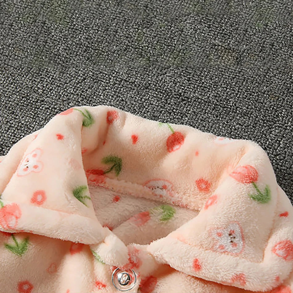Winter Kids Pajama Set Coral Fleece Sleepwear with Cute Cartoon Clothing Ultra Warm Comfortable Long Sleeve Pajamas for Boy Girl