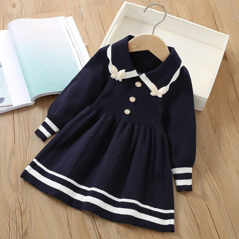 Girls Dress Winter Knitting Sweater Dress Autumn Long Sleeve Princess Dress Vestidos Warm Toddler Girl Clothes Kids Clothing