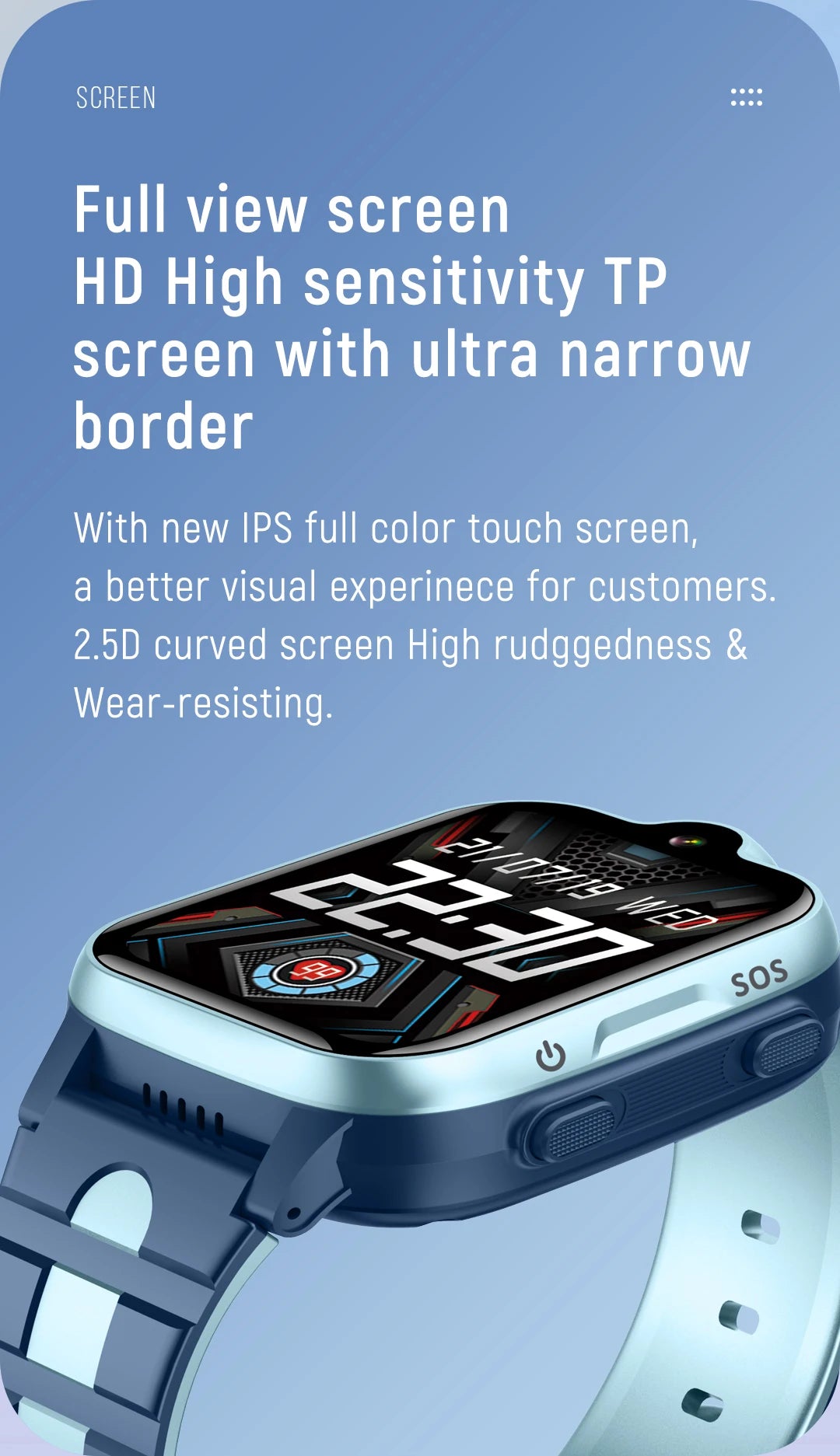 Kids Smart Watch for Children 4G Sim Card SOS Phone Call GPS Positioning WiFi 850mAh 1.69 Inch Waterproof Footprint Tracker K15H
