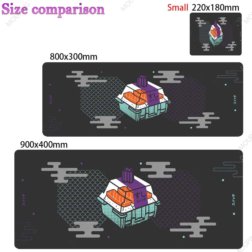 Large Kawaii Grey Gaming Mouse Pad Non Slip Rubber Stitched Edge Desk Mat For PC Laptop Office Dorm Switch Keyboard Gamer Gift