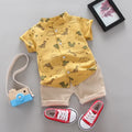 summer new boy cute cartoon cotton shirt short sleeve suit casual kids clothing Boy Sets 2 pieces baby clothes