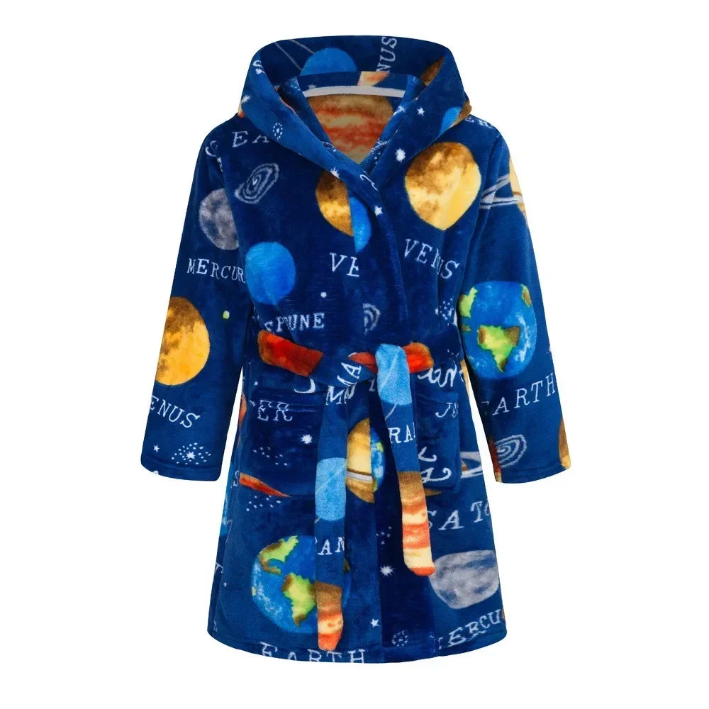 Kids Bathrobe for Girl Children Clothing Girl Flannel Bath Robe Clothes Boy Cartoon Night Robe Kids Pajamas For Girl 2-12 years