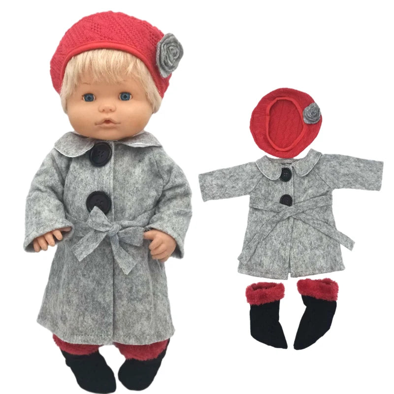 for 16" Nenuco Doll Winter Vest Coat Pants Hat Shoes Ropa Y Su Hermanita 40cm Baby Dolls Clothes Children Gift Toys Girl's Gifts