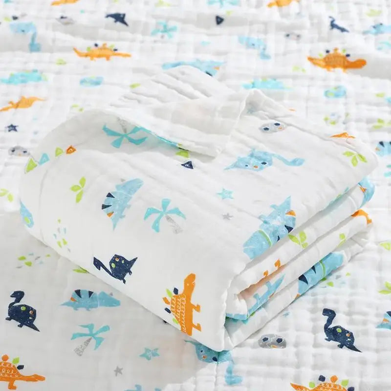 Environmental Breathable Newborn Baby Cotton Gauze Printed Muslin Swaddle Blanket Baby Bath Towel