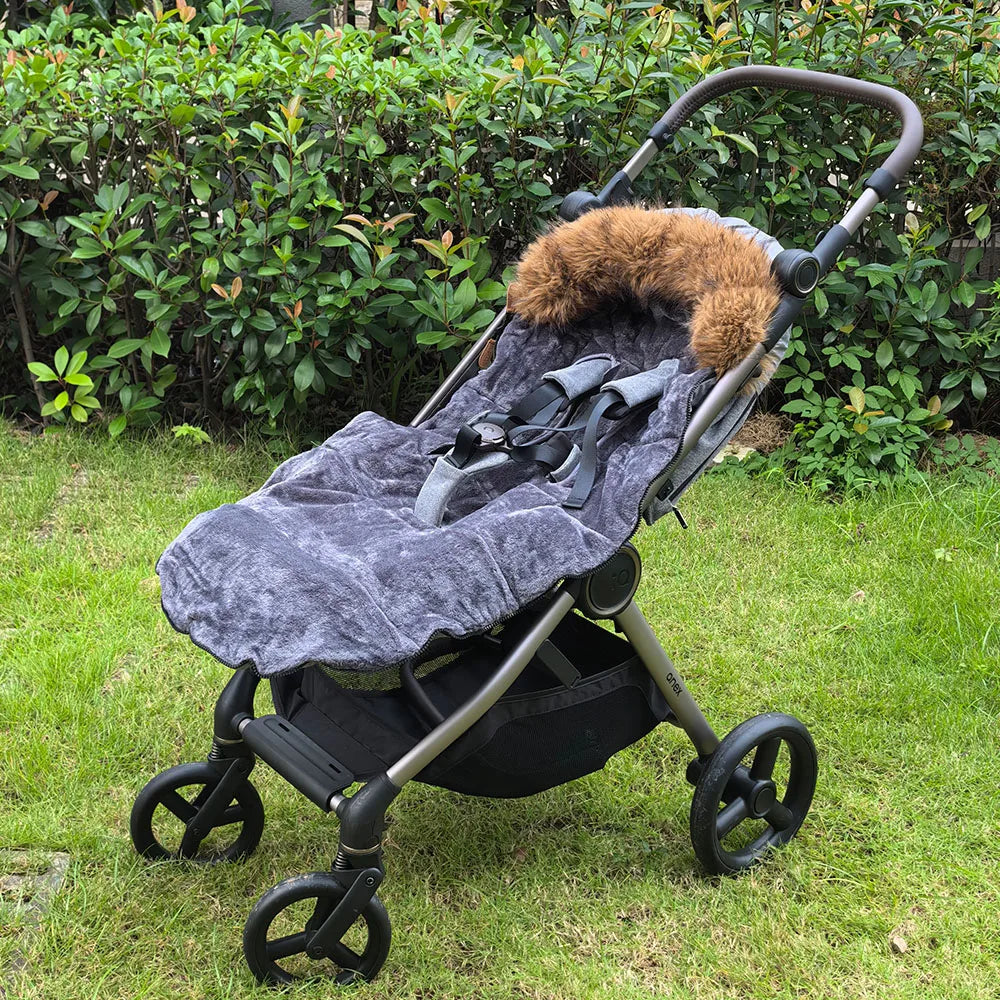 Baby Stroller Accessories Universal Pram Socks With Windproof Hooded Removable Fur Collar Winter Warm Envelope For Discharge