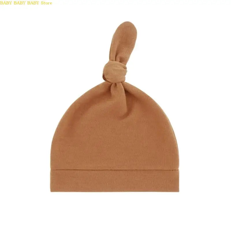 Q81A Elastic Baby Knotted Hat Comfortable Stretchy Newborns Fetal Caps Breathable Brimless Design for Kids 0 to 24 Month