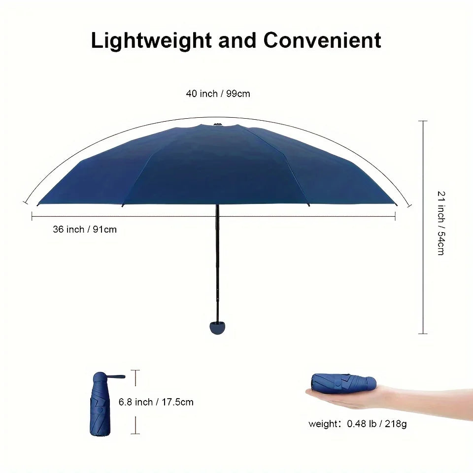 2025 Anti-Uv Mini Umbrella For Sunny And Rainy Days, Portable With Uv Coating And 6 Reinforced Ribs