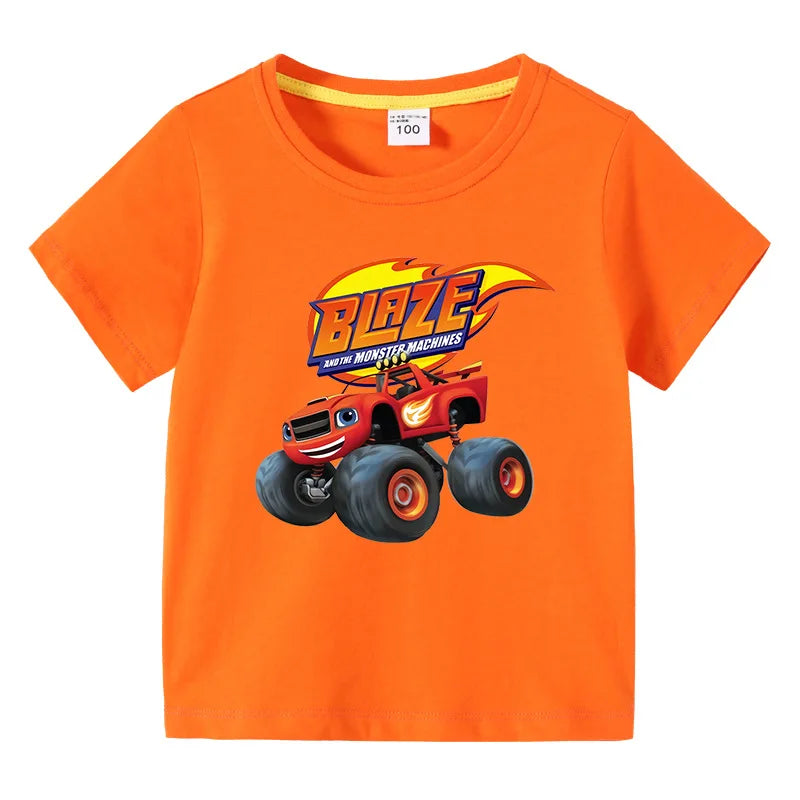 Blaze And The Monster Machines Cartoon Kids Funny T-Shirts Baby Boys Cool Summer T shirt Children Tops Girls Clothes 1-10Y