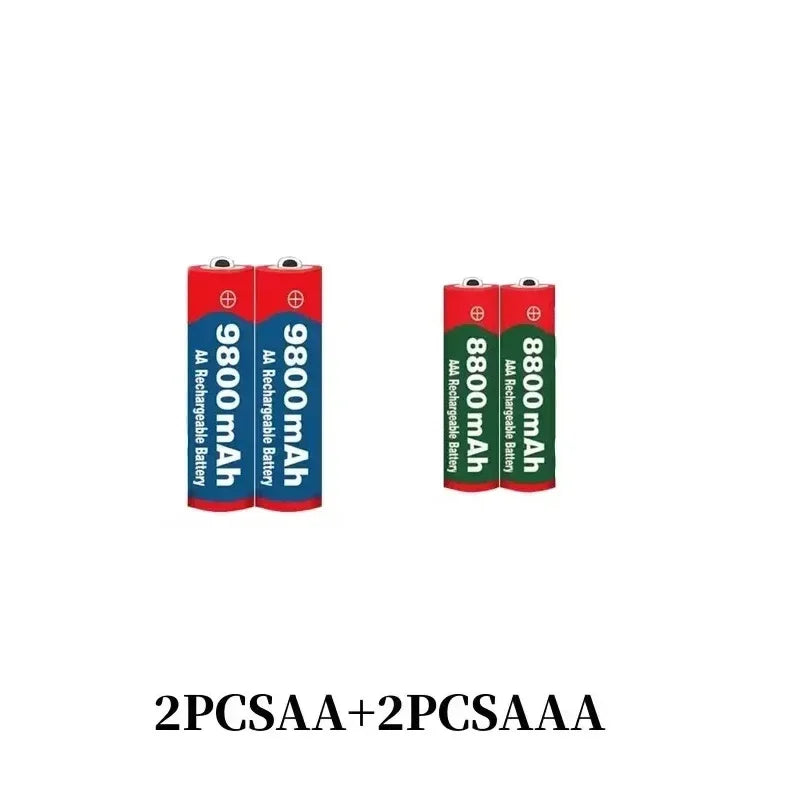 Best 1.5V AA9800mAh+AAA8800mAh+USBcharger 1.5V Rechargeable Nickel Hydrogen Battery, Used for Electronic Toys Camera Batteries