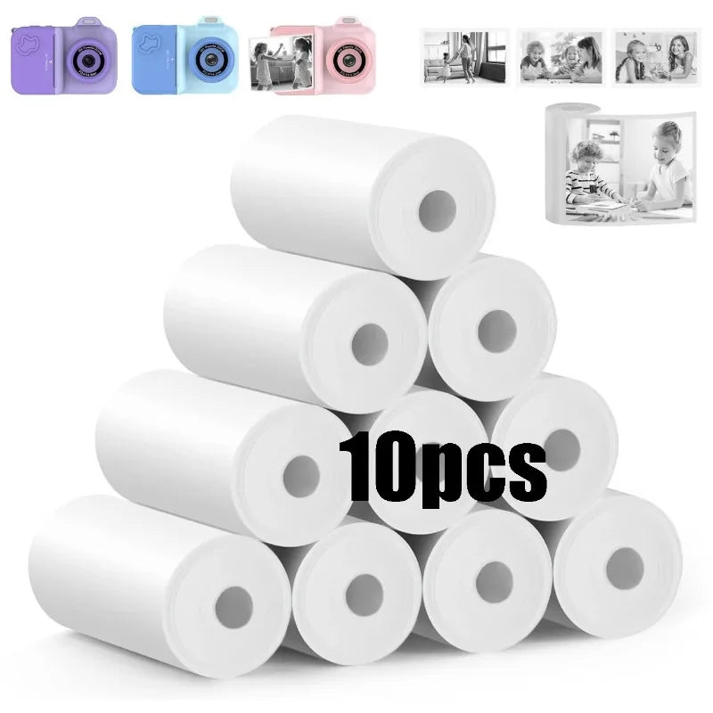 10Rolls 57x25mm White Thermal Paper for Children's Camera Instant Print Kids Camera Printing Paper Replacement Accessories