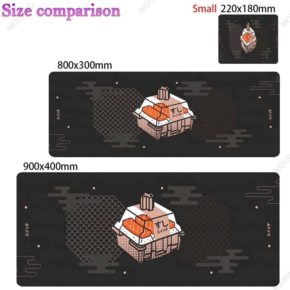 Large Kawaii Grey Gaming Mouse Pad Non Slip Rubber Stitched Edge Desk Mat For PC Laptop Office Dorm Switch Keyboard Gamer Gift
