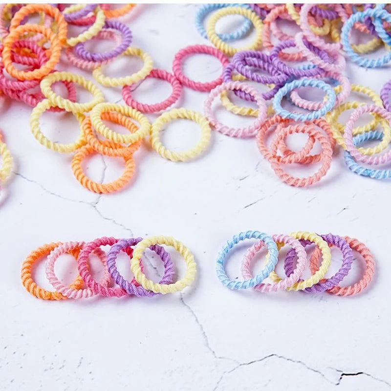 100pcs Children, Baby, Rubber Band, Girl, No Harm To Hair, Candy Colored Rubber Band, Ponytail, Headband, Tie Thumb, Headband