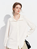 FSLE Satin Blouse for Women Suitable Commuting Straight Shoulders New Spring 2026 Style Lace Detailing Formal Occasions