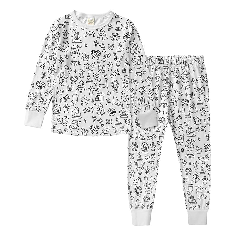 2026 Spring Kids Pajamas Set Baby Cute Graffiti Pyjamas Baby Boys Girls Breathable Sleepwear Sets Kid Cotton Loungewear