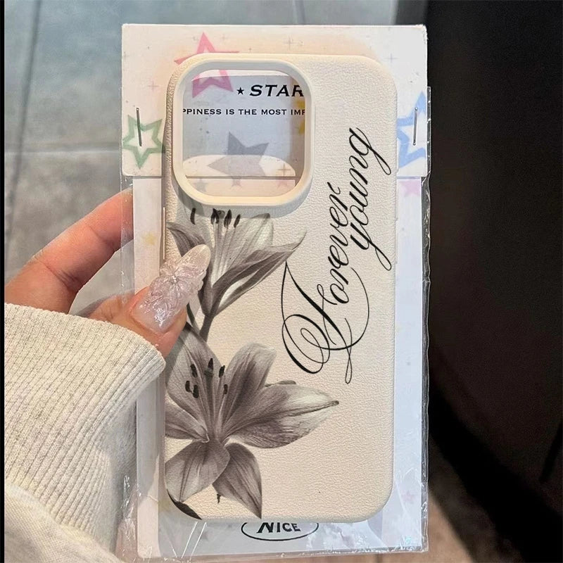 Ink-style Lily Pattern Phone Case For iPhone 17 Pro Max 16 15 14 13 12 11 XS Max X XR 7 8 Plus 16E 17 Air Shockproof Soft Cover