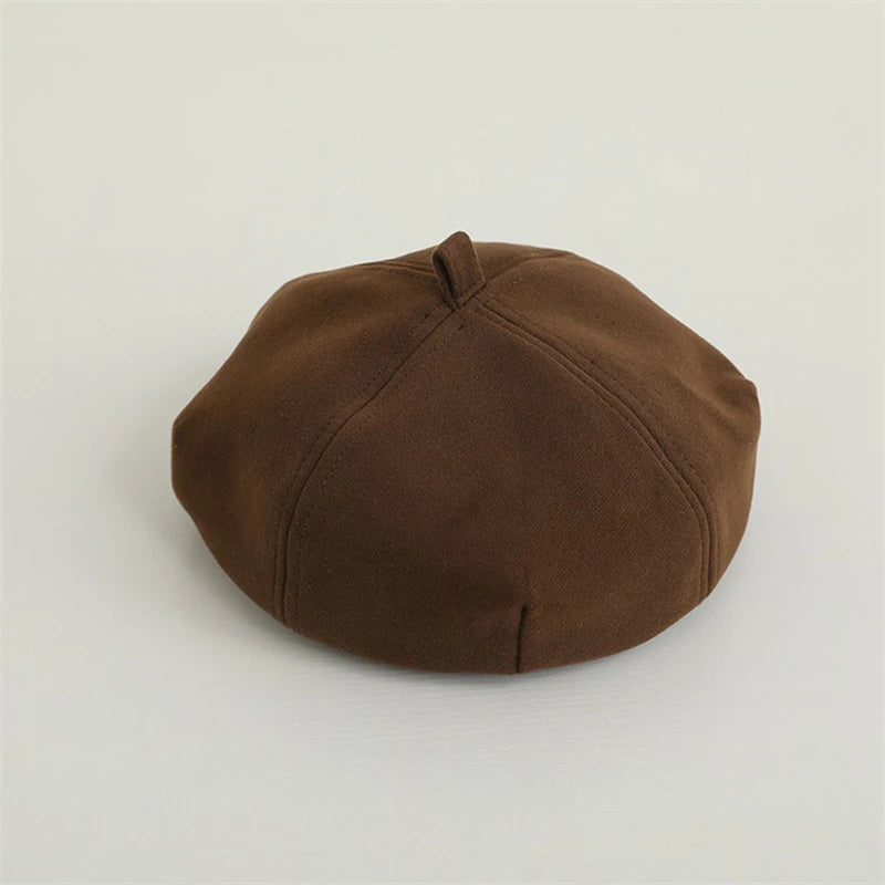 Autumn Children Beret Japanese Girl Octagonal Hat Solid Color Fashion Kids Pumpkin Hats Baby Artist Painter Cap 1-5year Toddler
