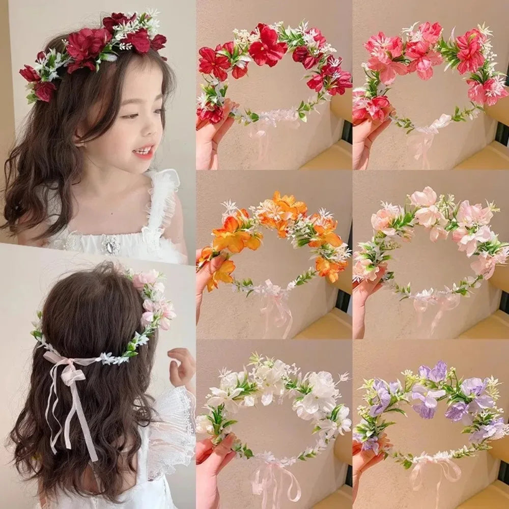 Girl Flower Wreaths Garland Crown Diadem Wedding Baroque Hairband hair flower Crown Bridal Headband Fairy Princess Hair Tiaras