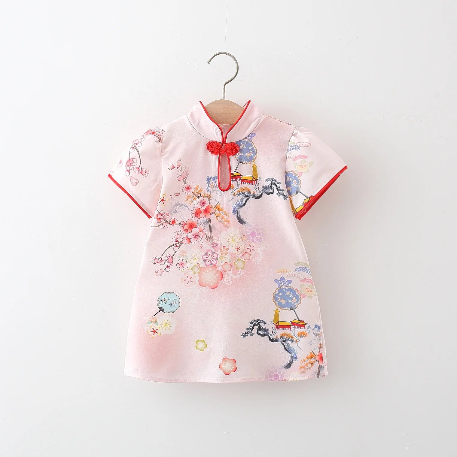 Baby Girl Dress Summer Fan Lotus Flower Girl, Chinese Style Dress Children'S Cheongsam Dress