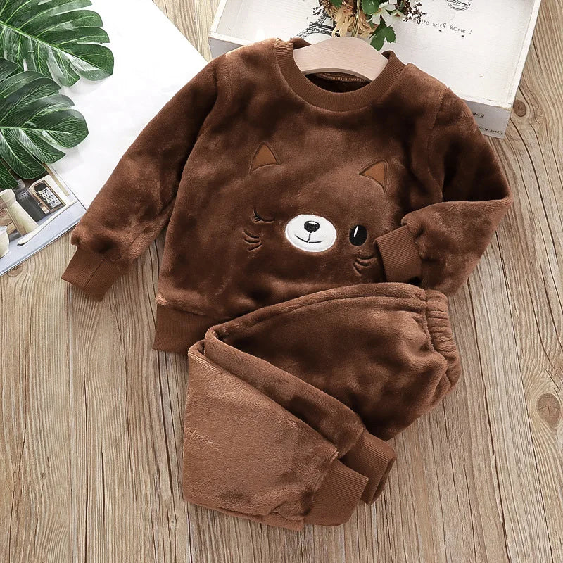 IYEAL Baby Boy Girl Clothes Pajamas Set Flannel Fleece Toddler Children Warm Sleepwear Kids Home Suit Pyjamas Nightwear 1-7Years
