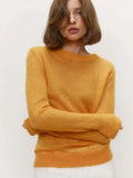 Blubelle Women's Elegant Slim Fit Sweater Summer Autumn Jumpers Casual Chic Round Neck Long Sleeved Fashion Loose Pullovers