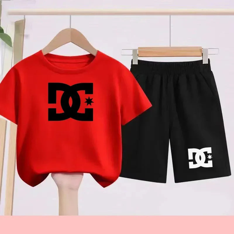 Ensembles d'été Enfants 3-13 Ans Imprimé Mignon T-shirt Sport Manches Courtes + Shorts Décontractés Garçons Filles Tenues Cadeau