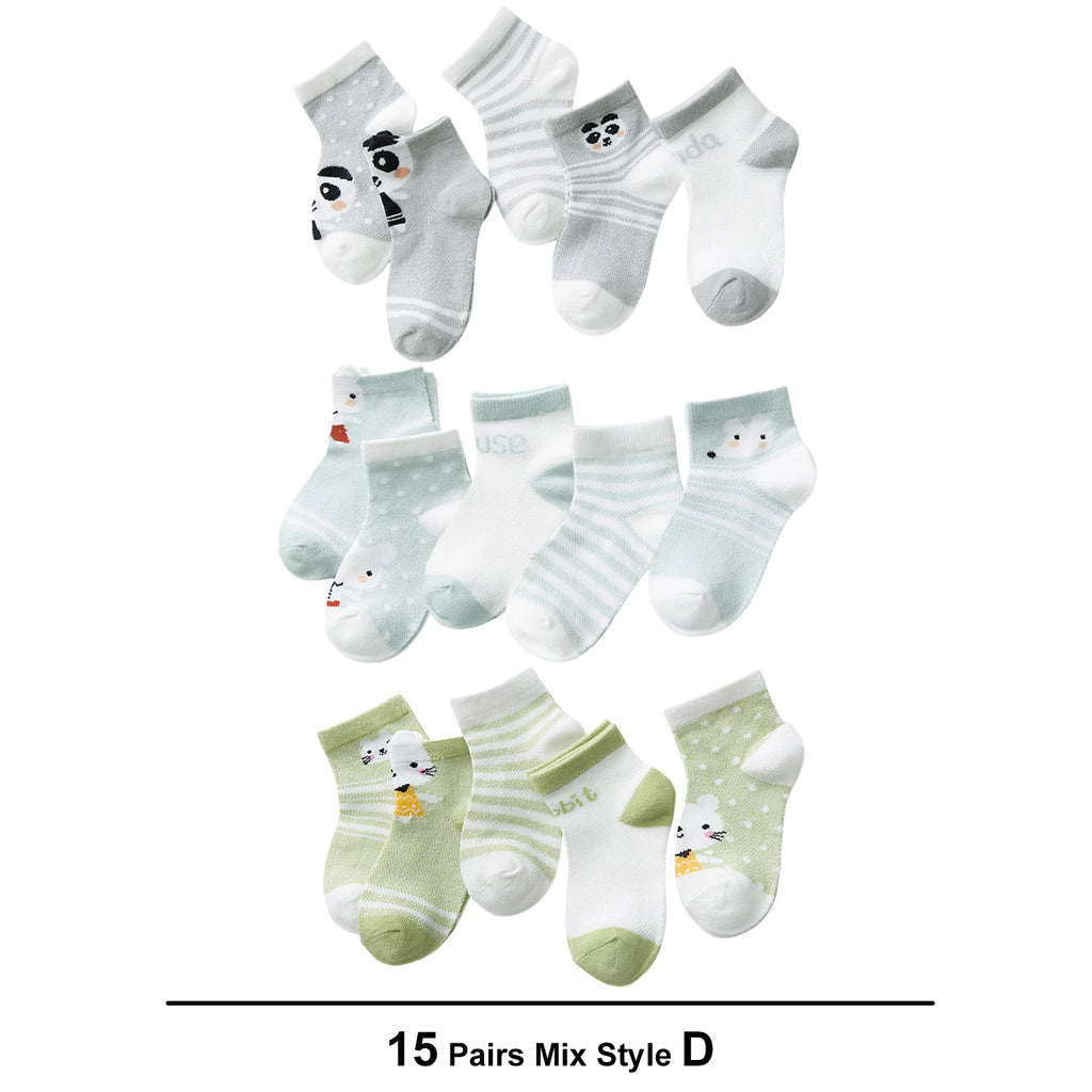 15Pairs/lot Infant Baby Socks Baby Socks for Girls Cotton Mesh Cute Newborn Boy Toddler Socks Baby Clothes Accessories