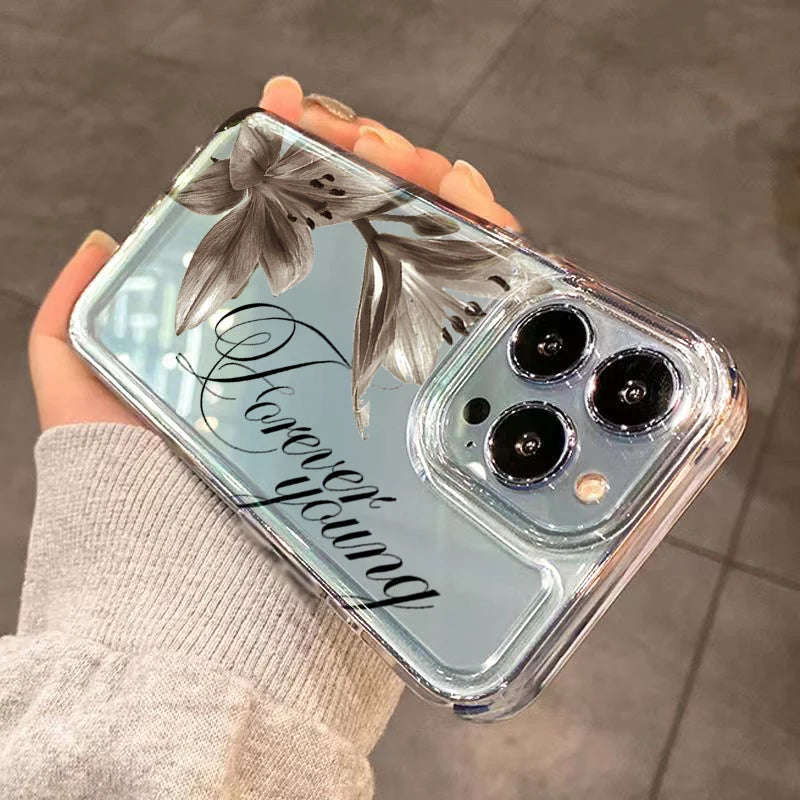 Vintage Lily Floral And English Art Design Phone Case For iPhone Air 17E 17 16 15 14 13 12 11 Pro Max XS XR X 7 8 Plus 16E Cover