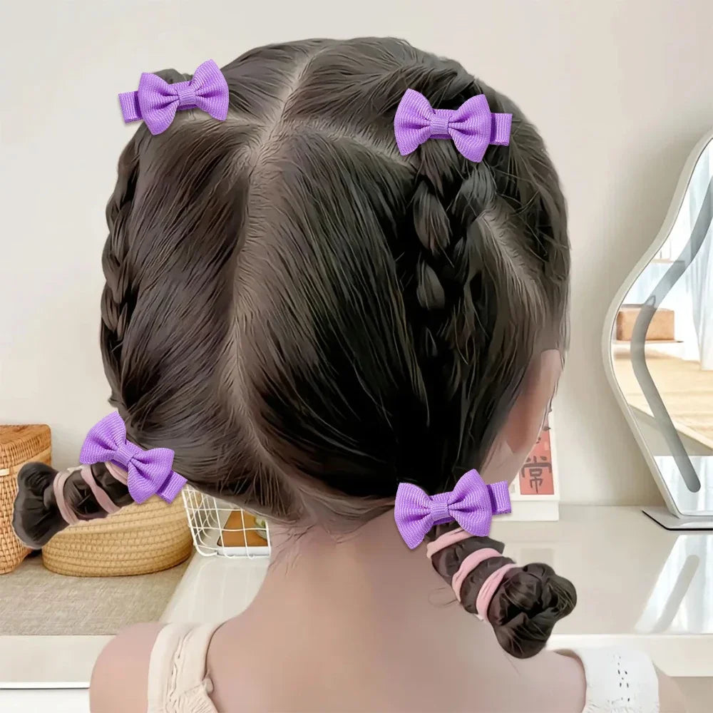 10pcs/Set Mini Hair Bow Clips for Baby Girls Cute Dopamine Color Handmade Bowbots Hairpins Lovely Headwear Kid Hair Accessories