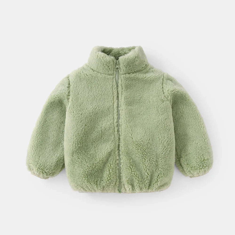 Boys Girls Solid Color Outerwear New Style Fashion Casual Plush Coats Simple Fashion Wear Casual Autumn Winter Jacket For Kids