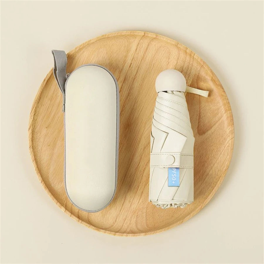 1pc Fashion Women Mini Folding Sun Umbrella UV Protection Portable Pocket Capsule Umbrellas with Box