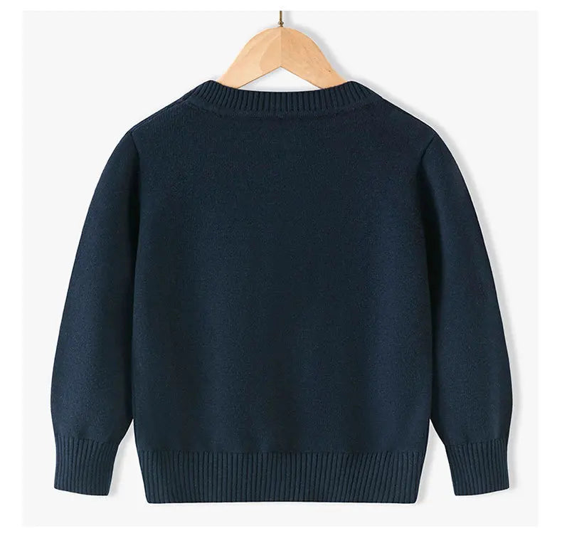 95% Cotton Children Soft Loose Knitted Sweater V Neck Button Cardigans Jacket Full Sleeve Casual Knitwear Boys Girls Coat Jumper