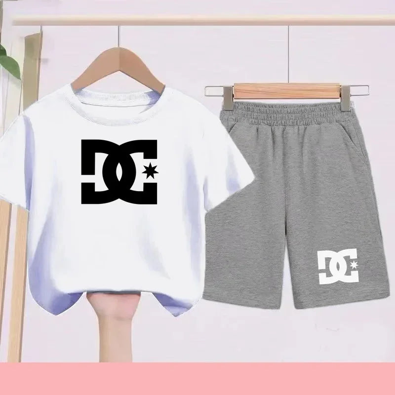 Ensembles d'été Enfants 3-13 Ans Imprimé Mignon T-shirt Sport Manches Courtes + Shorts Décontractés Garçons Filles Tenues Cadeau