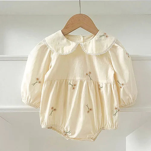 2024 New Autumn Sister Clothes Baby Girl Romper Kids Princess Dresses Long Sleeved Cotton Embroidery 2-6Yrs Girl Party Dress