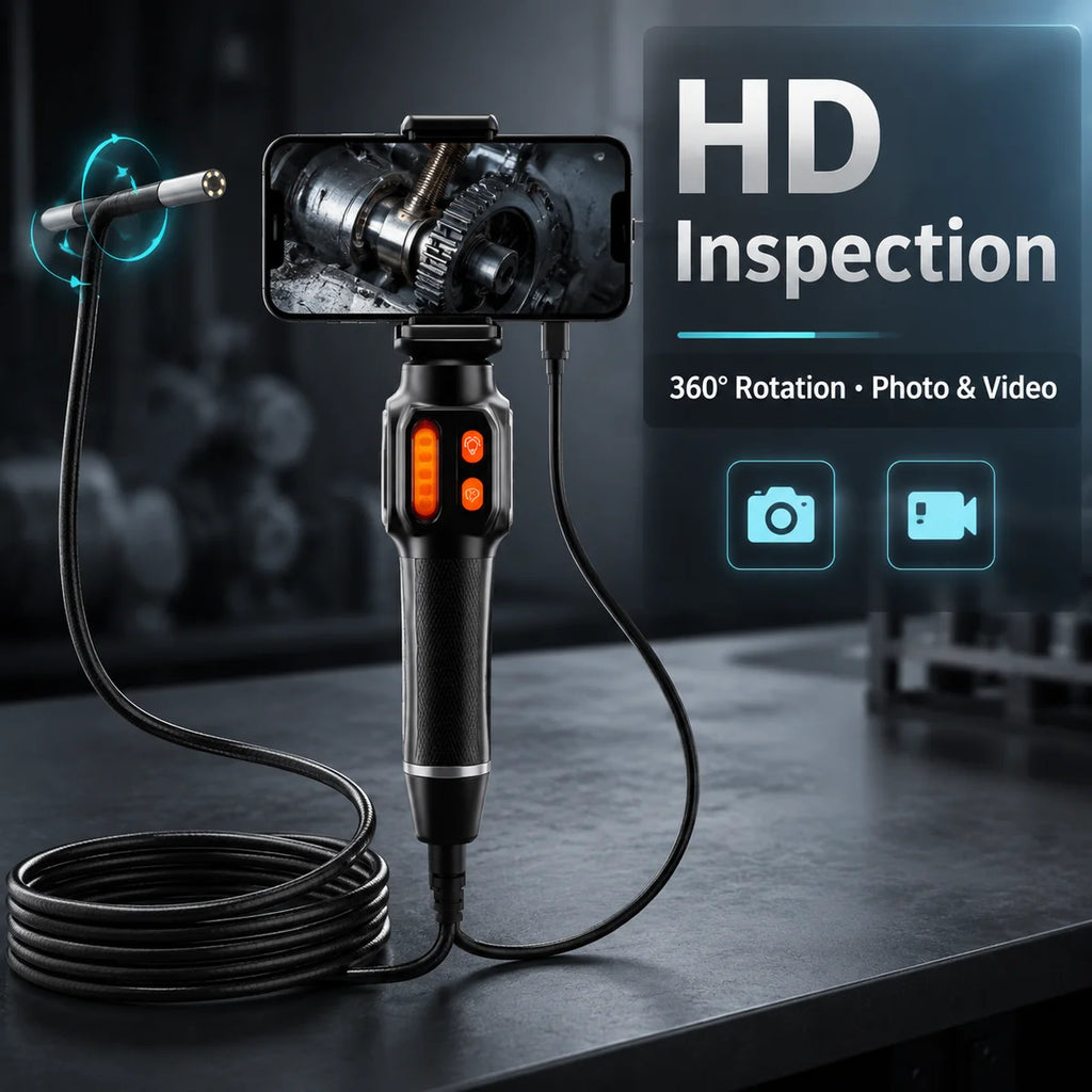 Two-Way Steering Articulating Borescope 1080P HD Endoscope Inspection Camera with Steerable Probe for Engine Pipeline Automotive Repair Pipe Sewer Drain Wholesale