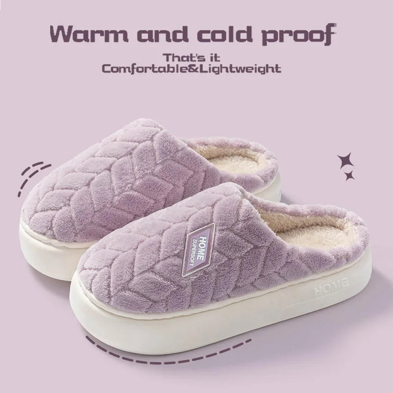 Cotton slippers men's winter new couple indoor home warm and non slip plush bag with cotton shoes women's added velvet