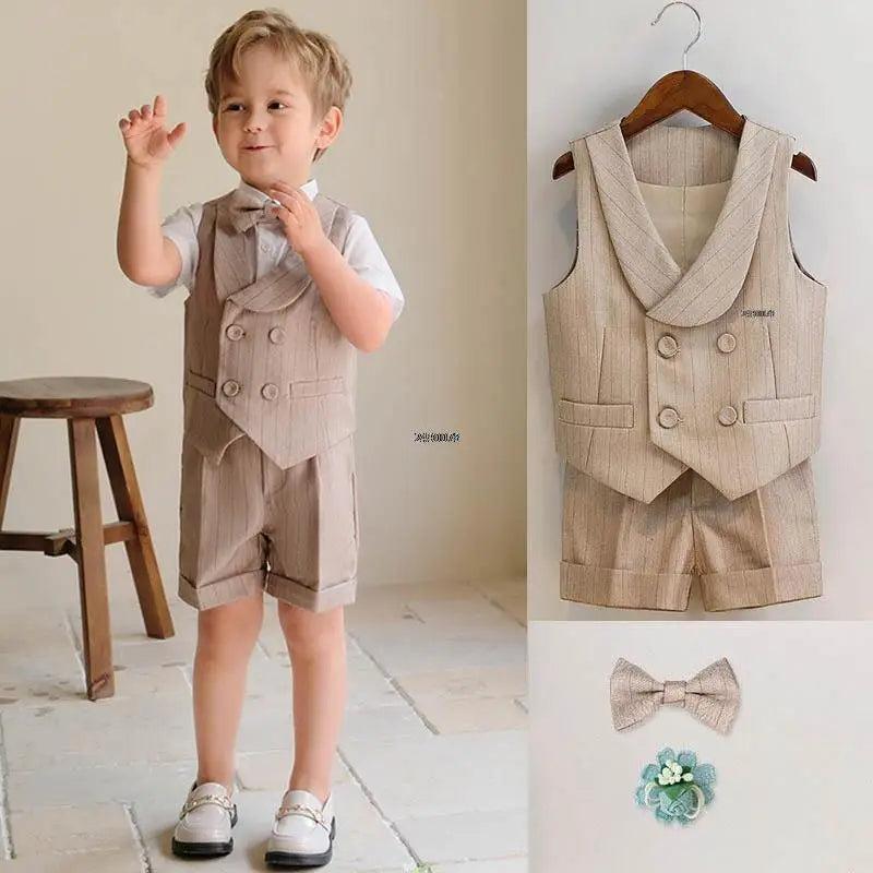 Baby Boys Summer Luxurious Photograph Dress Children Formal Wedding Performance Tuxedo Wear School Kids Beaufitul Birthday Suit